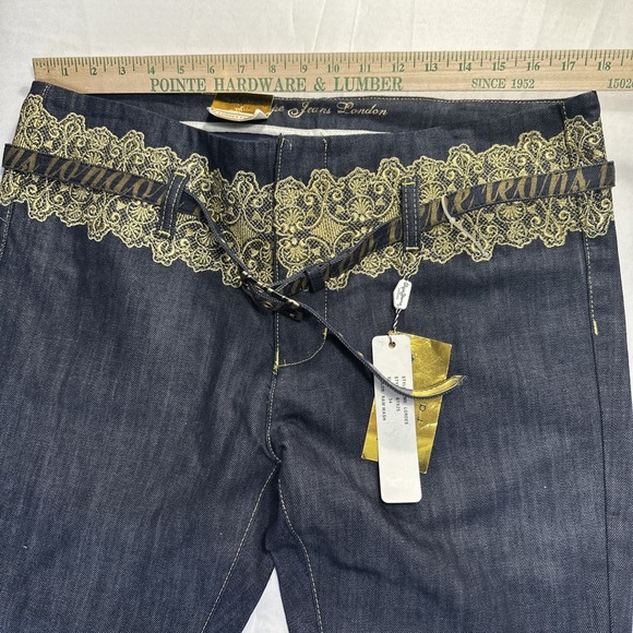 NEW Y2K Pepe Jeans London Jeans Women's Size 34 Lordes Raw Wash Embroidered Belt - Picture 14 of 16
